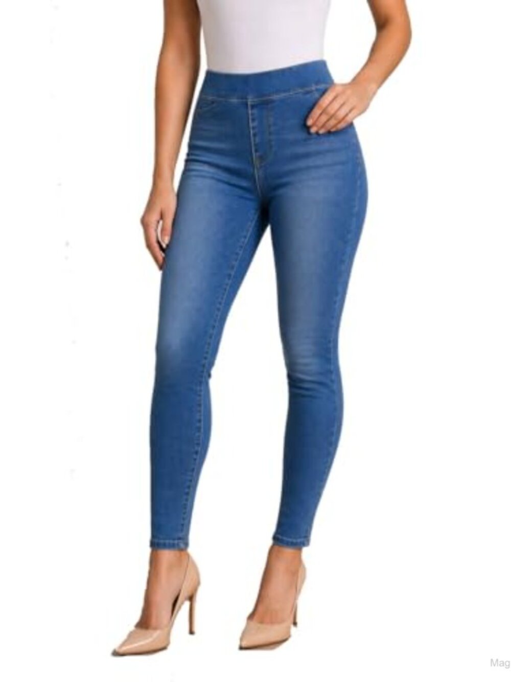 Women's Stretch Denim Pull On Jeggings with Pockets Elastic Waist